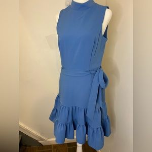 Eliza J Mock Neck Tiered Fit & Flare Dress